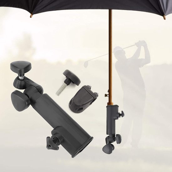 Paraplu Houder voor Golf Trolley en Golf Push Cart - Nylon, Zwart van Longridge — afbeelding 3