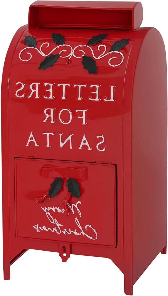 Kerstbrievenbus - Brievenbus Santa - Kerstwensen verzenden - Staand of wandmontage - 47H x 23W x 20.5Dcm - Rood