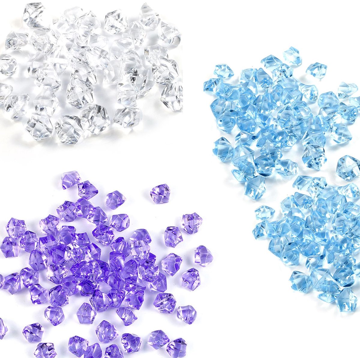 210 stuks decoratieve stenen, glazen stenen kleurrijk en decoratief zand blauw: acryl diamanten in blauw en violet voor vazenvulling, bruiloftsdecoratie en kinderknutselen