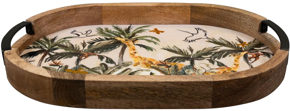 Dienblad Safari dream - 40x26x5 - Metaal & Epoxy - Exclusieve homeware voor binnenshuis - Handgemaakt - Unieke print - Ontworpen door Lammie