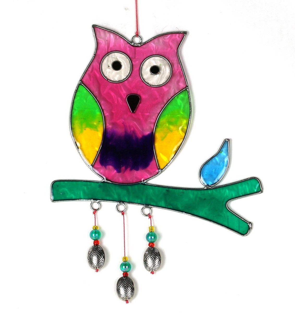 ART-CRAFT Raamhangdecoratie, zonnevanger, handgemaakte zonnevanger voor magische lichtspelletjes, raamdecoratie en tuindecoratie, handbeschilderde raamdecoratie, motief uil