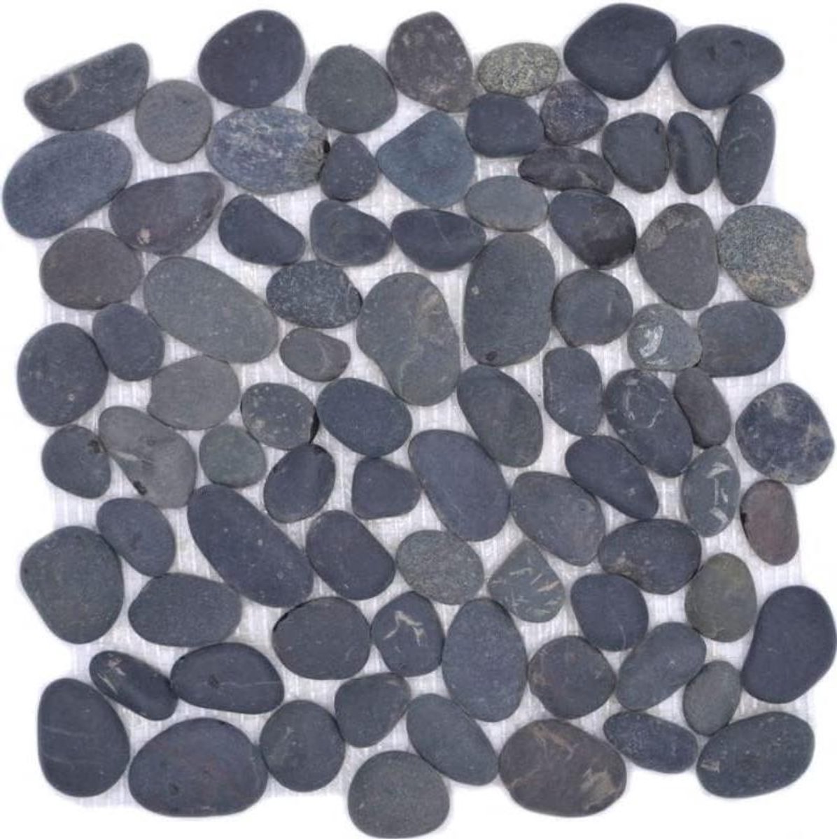 Mozaïek Tegels - Rivierkiezels Steen - Douche Wand Keuken - Gebogen Ovaal Steen - 31.5x31.5 cm - Donkergrijs