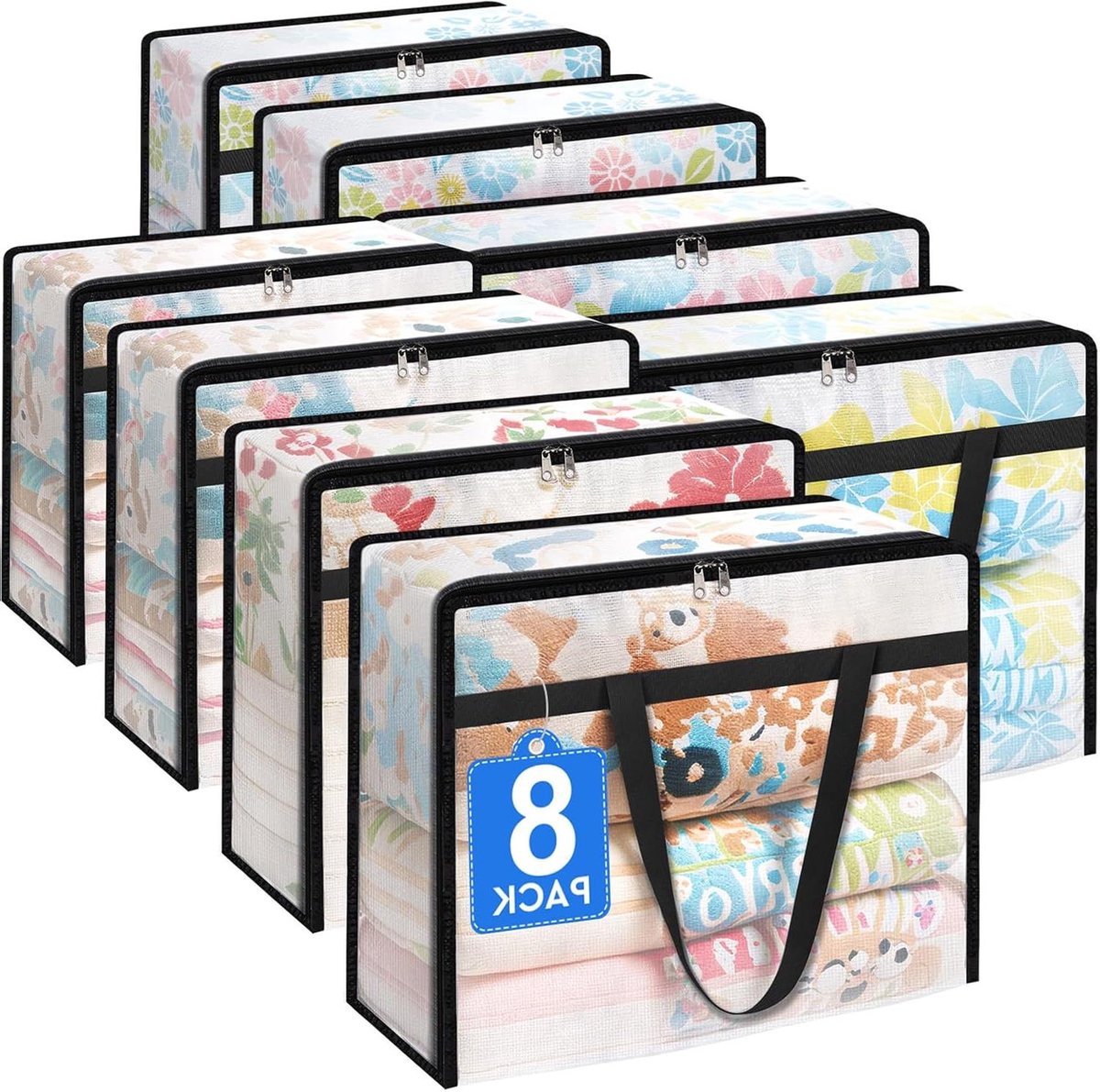 Opbergzakken Dekbed - Kledinghoezen - Kast Organizer - Versterkte Handgrepen - 40L Capaciteit - Transparant