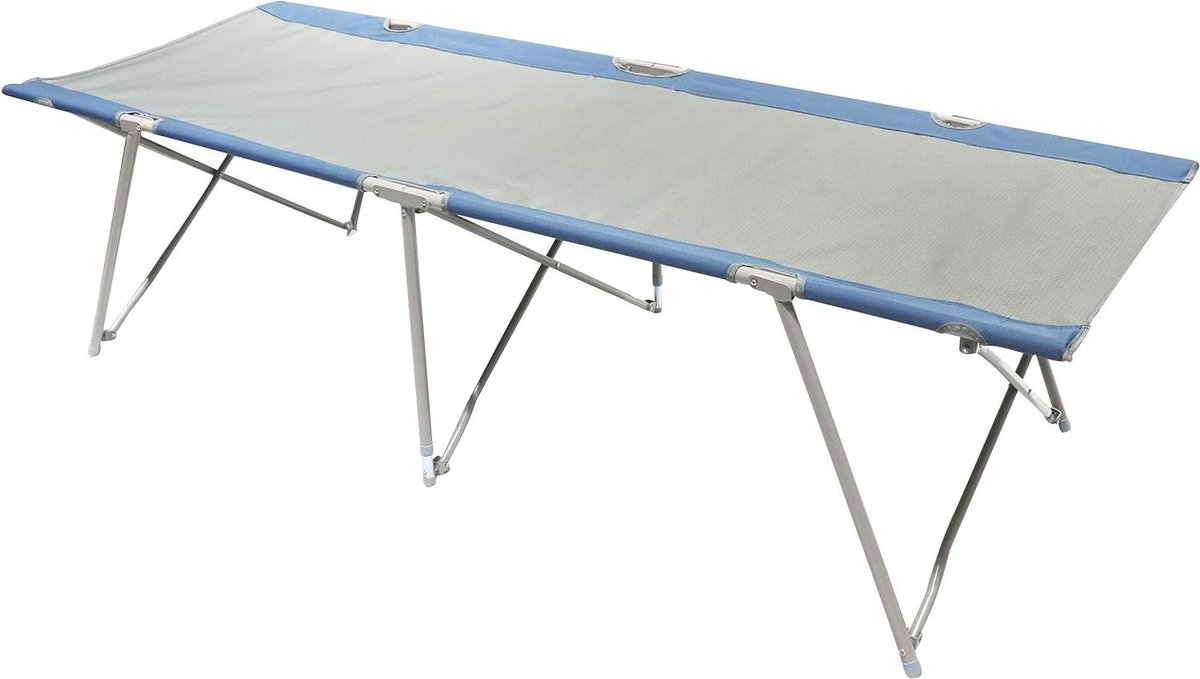 Kampeerbed - Vouwbed - Buiten slapen - Extra groot - 212 cm - Grijs blauw