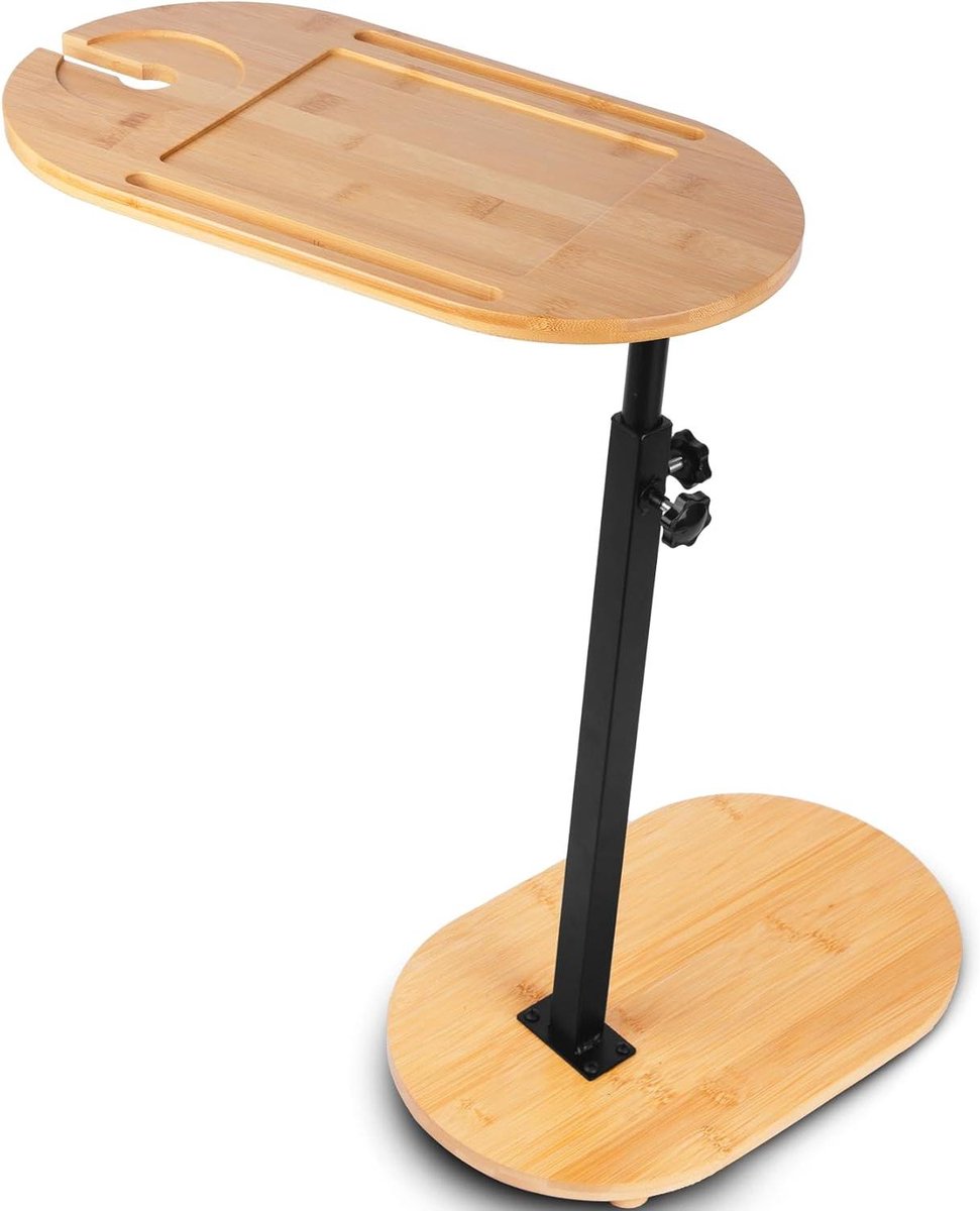 Badkuip Dienblad - Bamboe Tafel - Ontspannen in Bad - In Hoogte Verstelbaar - 76 cm Hoog - Natuurlijk Bamboe