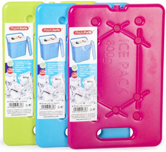 Plasticforte koeltas Koelelementen - 3x - lime groen - plat - 800 gram - 30 x 20 x 1.5 cm - dunne uitvoering van PlasticForte — afbeelding 4