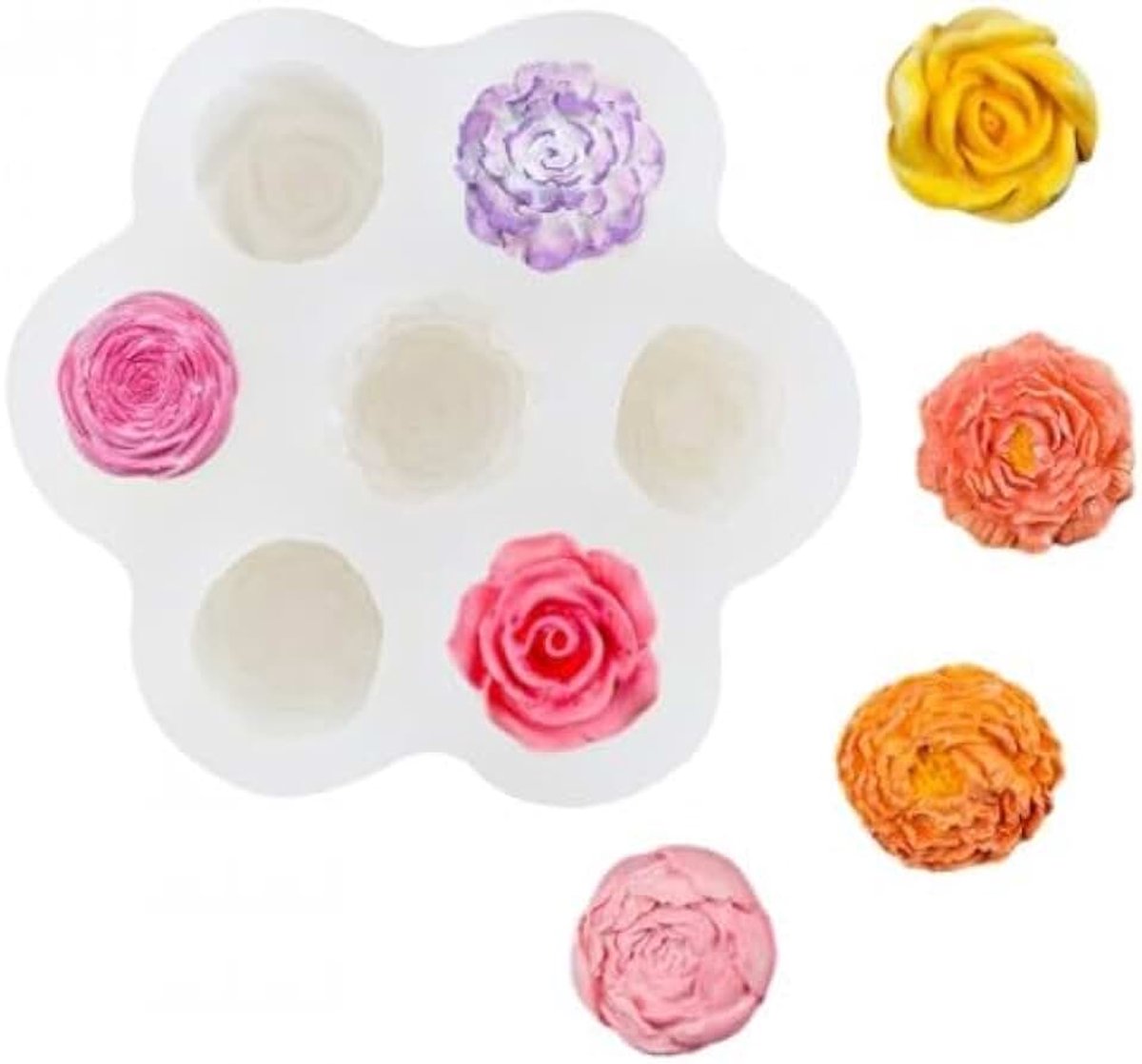 Vorm voor bloemen, rozenvorm, 6 vormen, rozenbloemvorm, voor geurkaarsen, aromatherapie, handgemaakte zeep, doe-het-zelf