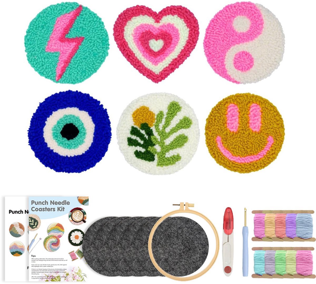 Casalora Punch Needle Pakket - Onderzetters DIY Kit / Onderzetters Borduurpakket