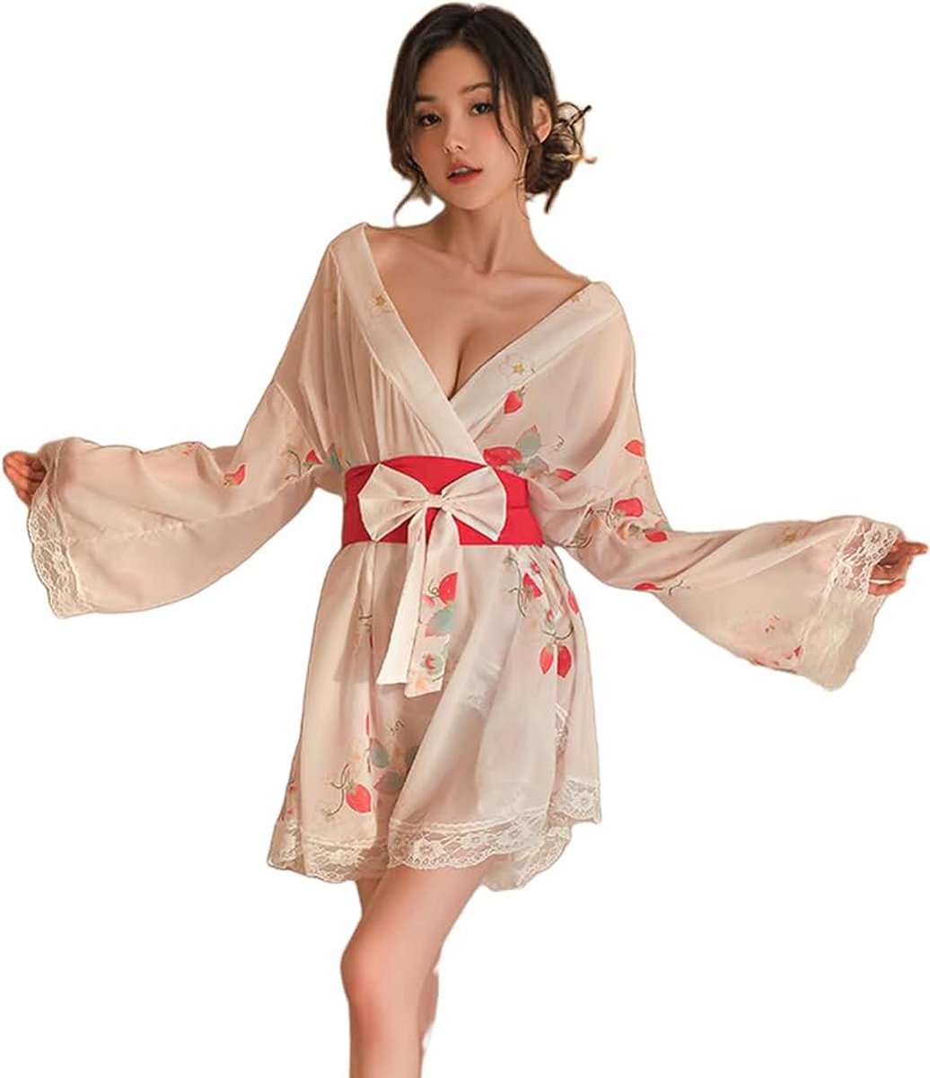 Vrouwen Sexy Cosplay Japanse Kimono Traditionele Stijl Yukata Gedrukt Pyjama Kostuums