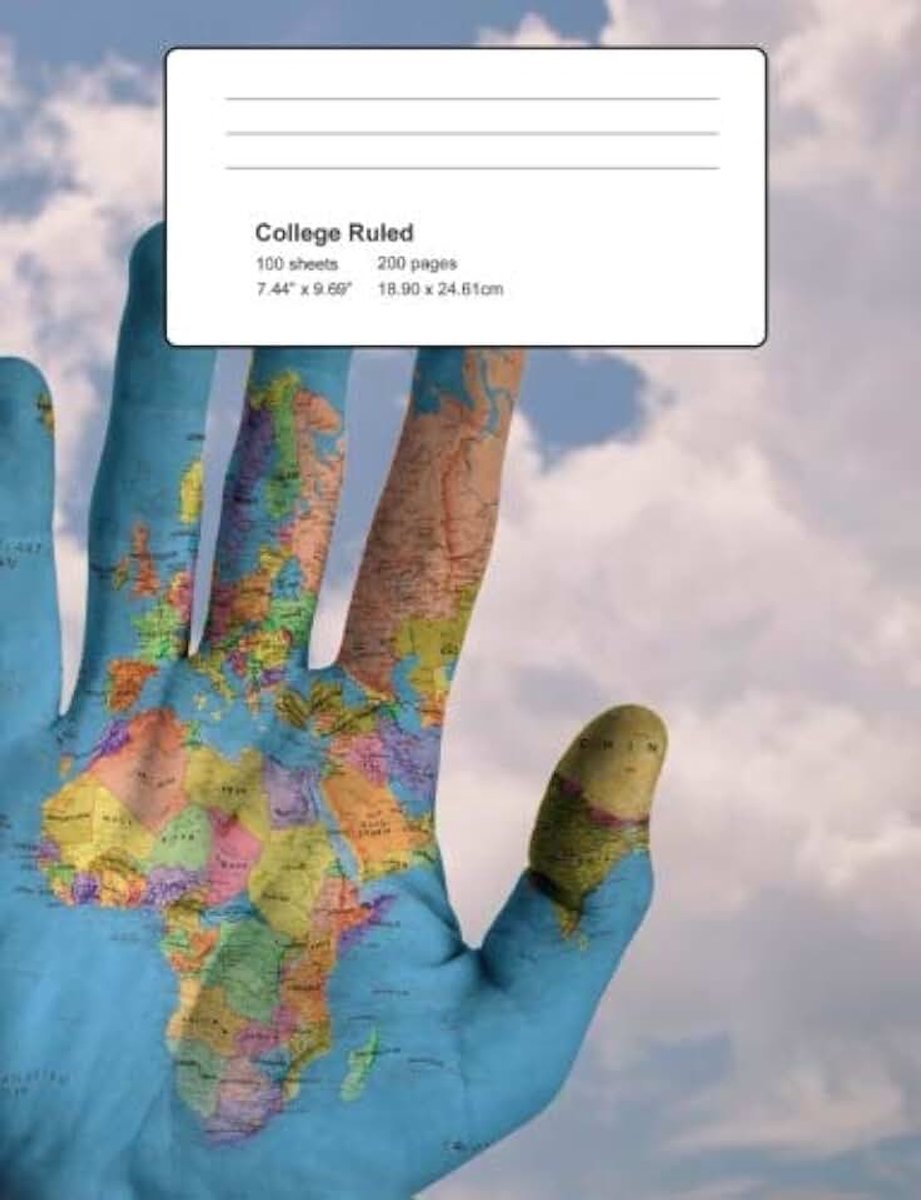 Notebook College Ruled: 200 page composition notebook for school college ruled World in your hands design (College Ruled Composition Notebooks for Cool Kids)