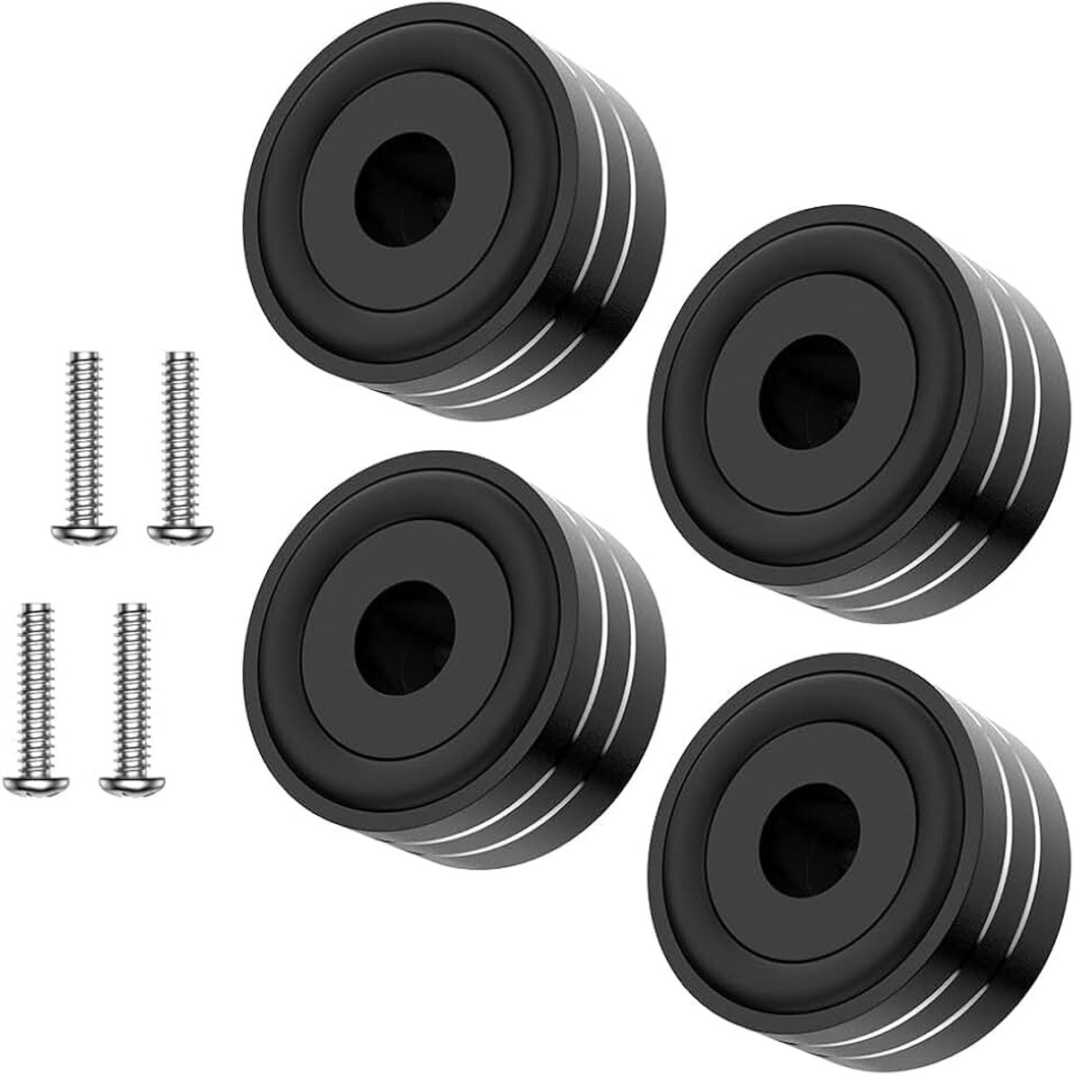 Set van 4 HiFi Absorber Voeten 40 mm × 20 mm aluminium luidsprekervoeten om te schroeven M4 (40 mm × 20 mm, zwart)