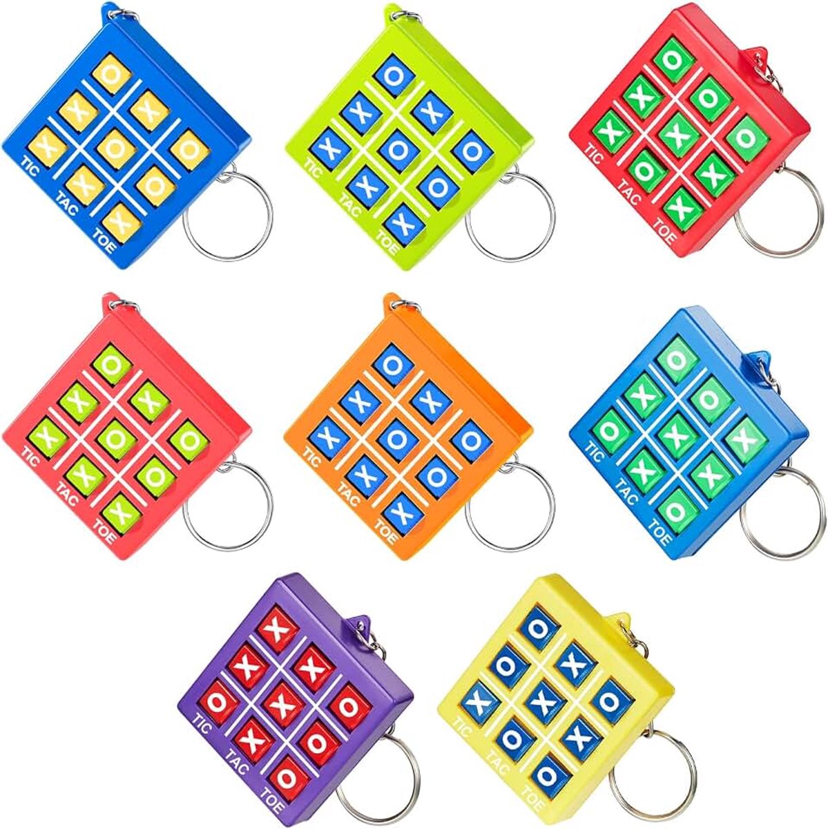 Tac Toe voor fans van 8 à 12 stuks porte-clés en plastic voor de clip van Dos Faveurs de Anniversaire voor Garçon Fille, Gemengde kleuren
