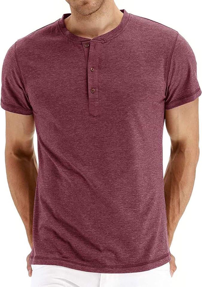 Heren Henley Zomer Klassiek Katoen Kort/Lange Mouw T-Shirt Casual Shirt Tops voor Mannen