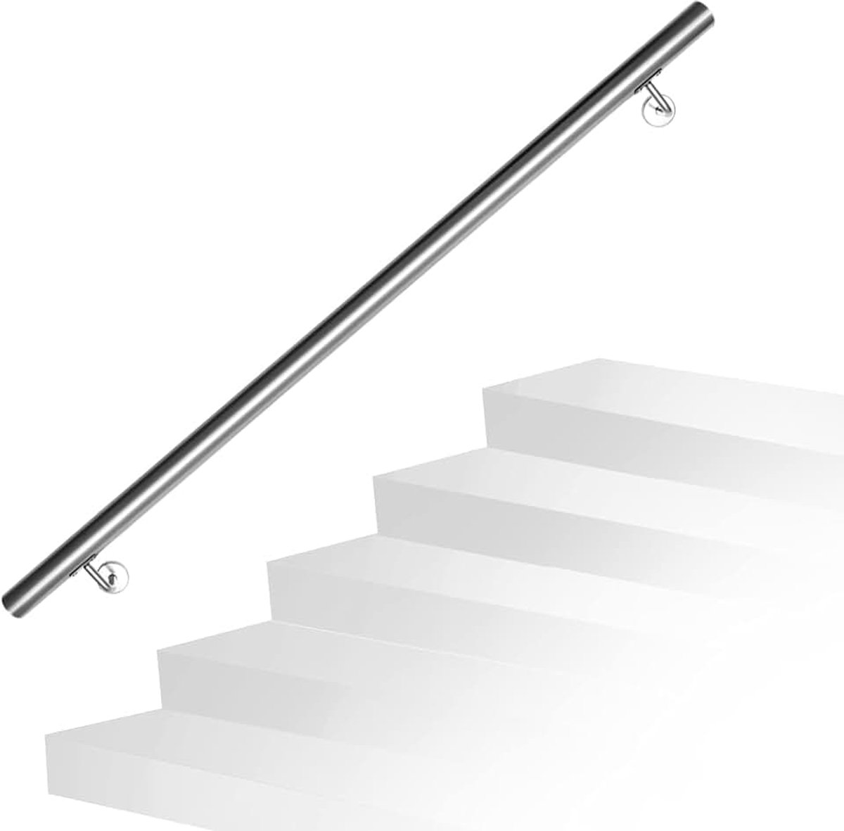 Stalen trapleuning, trapleuning, wandleuning, wandtrapleuning, universeel, voor binnen en buiten, lengte: 110 cm