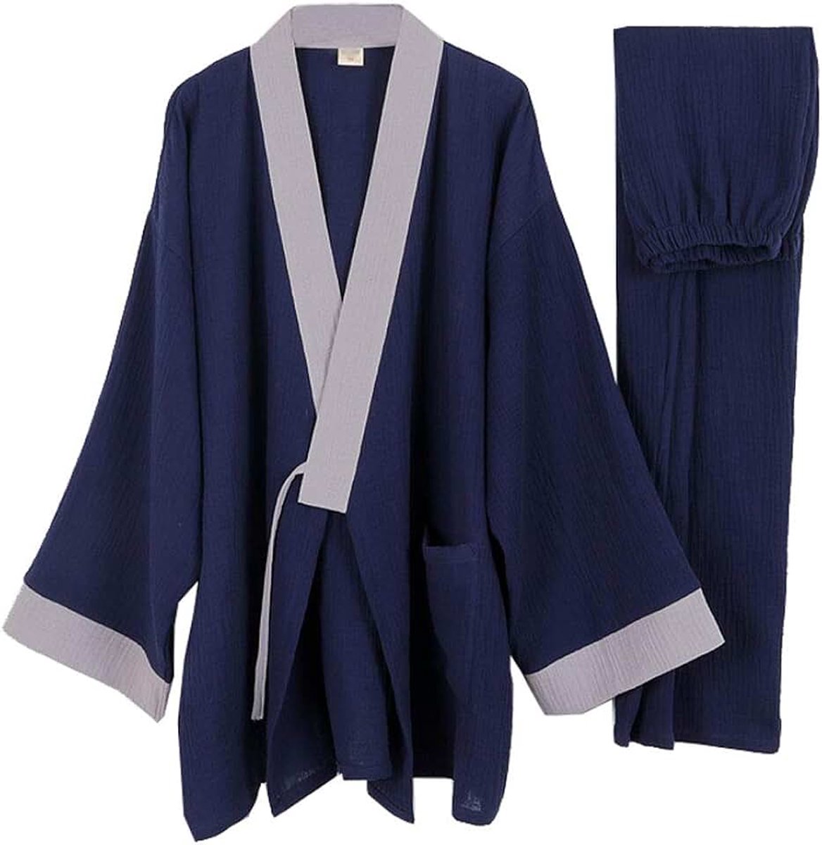 Japanse katoenen kimono, Hanfu oude pyjama pak plus size, Taoïstische kleding, Zen kleding