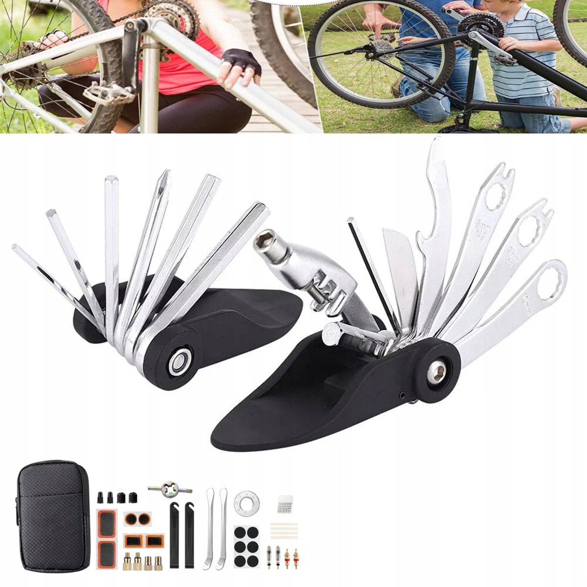Multifunctionele Fietsreparatieset met Pomp en Bandenplakkers
