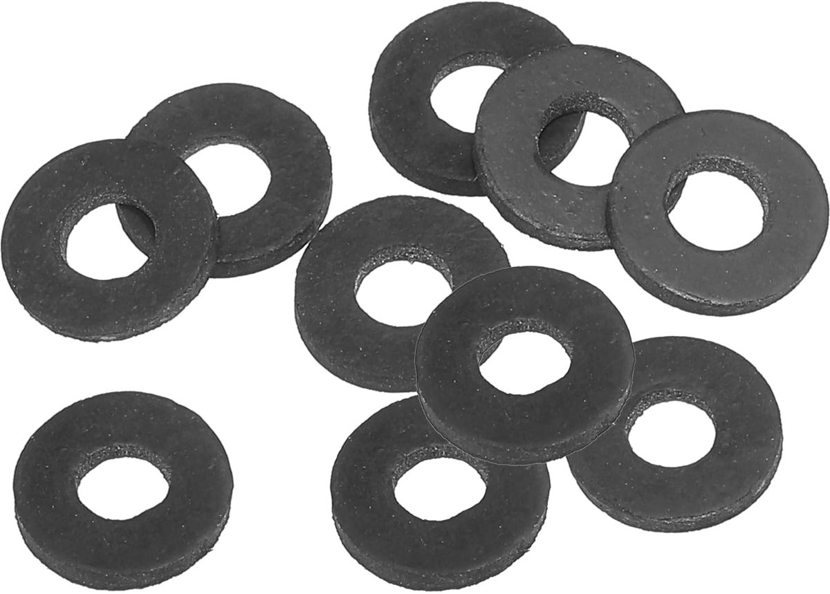 Platte rubberen afdichtring M5, set van 10, binnendiameter 5mm, buitendiameter 13mm, dikte 1.5mm, afdichtring voor kraan, waterleiding, bout, zwart