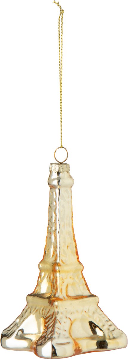 J-Line Hangende Eiffeltoren - glas - goud - set van 6