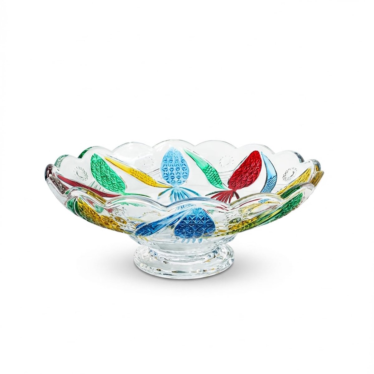 Handgeschilderde Kleurrijke Ananas Vormige Kristal Glas Fruit Bowl,Ovale Voet Decoratieve Kom-28CM