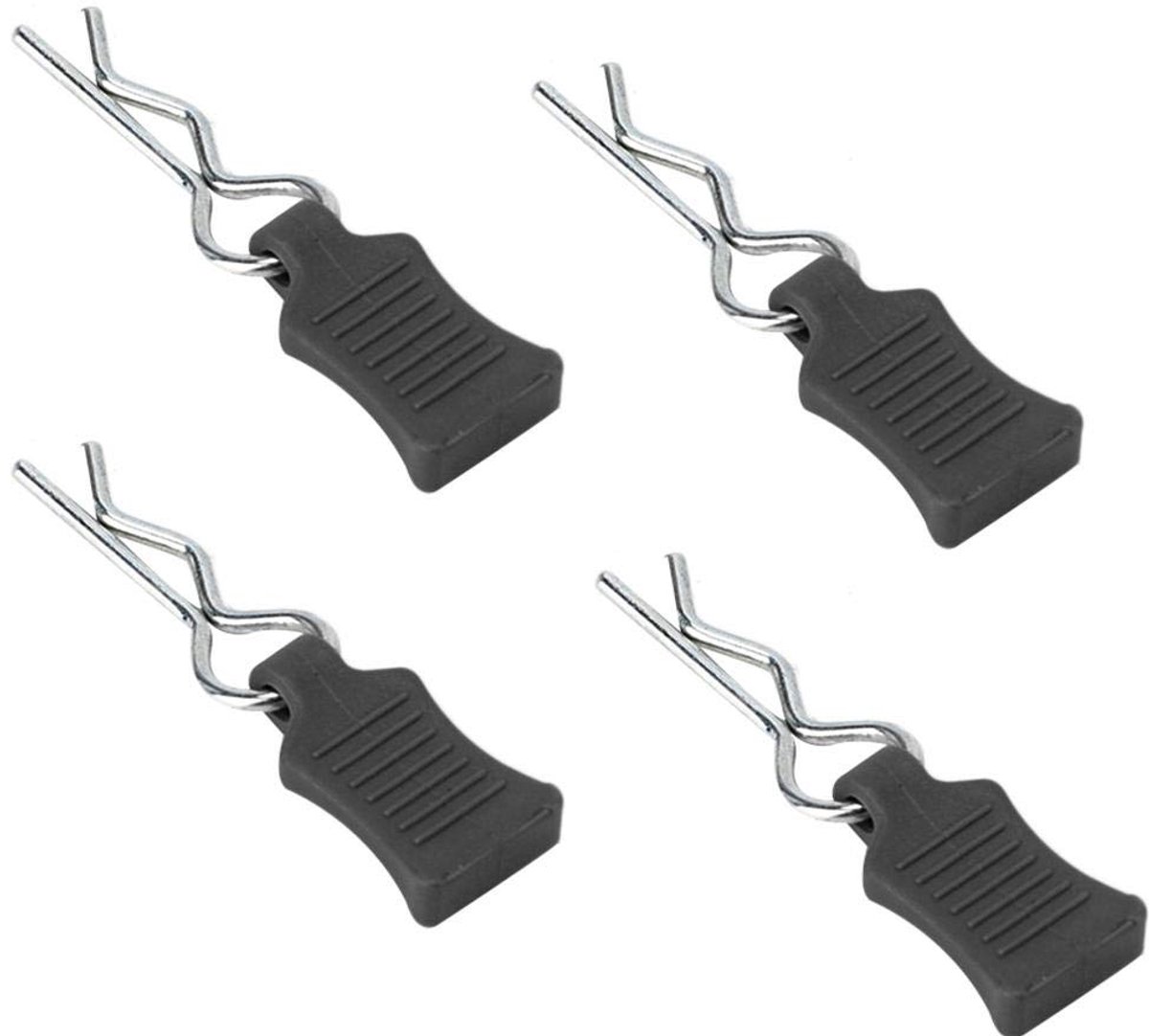RC Body Clips Gebogen Veerkrachtige R-pennen, 1/8 1/10 1/12 RC Body Clips R-pennen + Bevestigingsclipset RC Model Gebogen Body Clip Accessoires (Zwart)