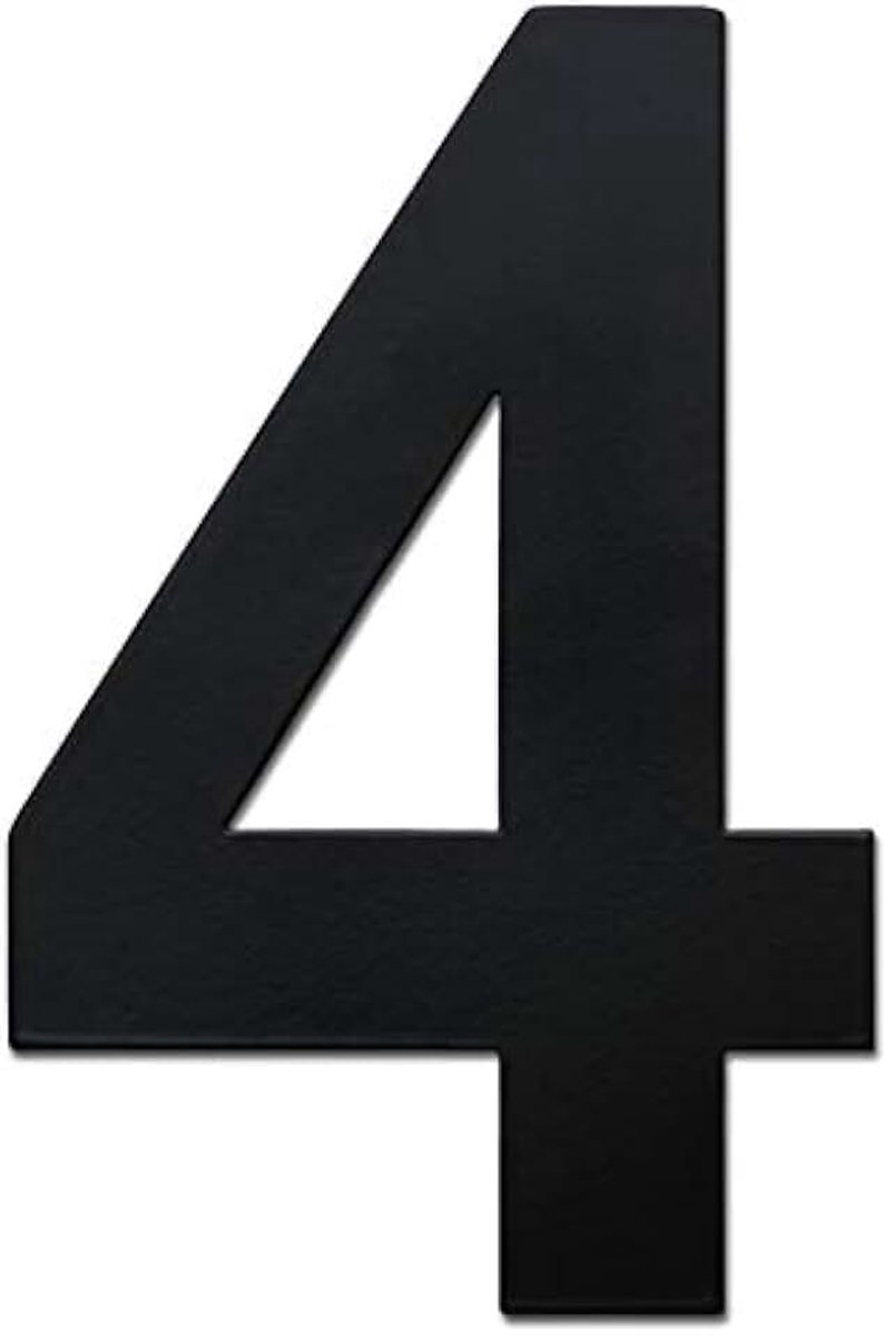 Huisnummer, zwart, mat, roestvrij staal, drijvend, 4-in-4 | Hoogte 10,2 cm voor brievenbusdeur buiten, corrosiebestendig, roestvrij staal