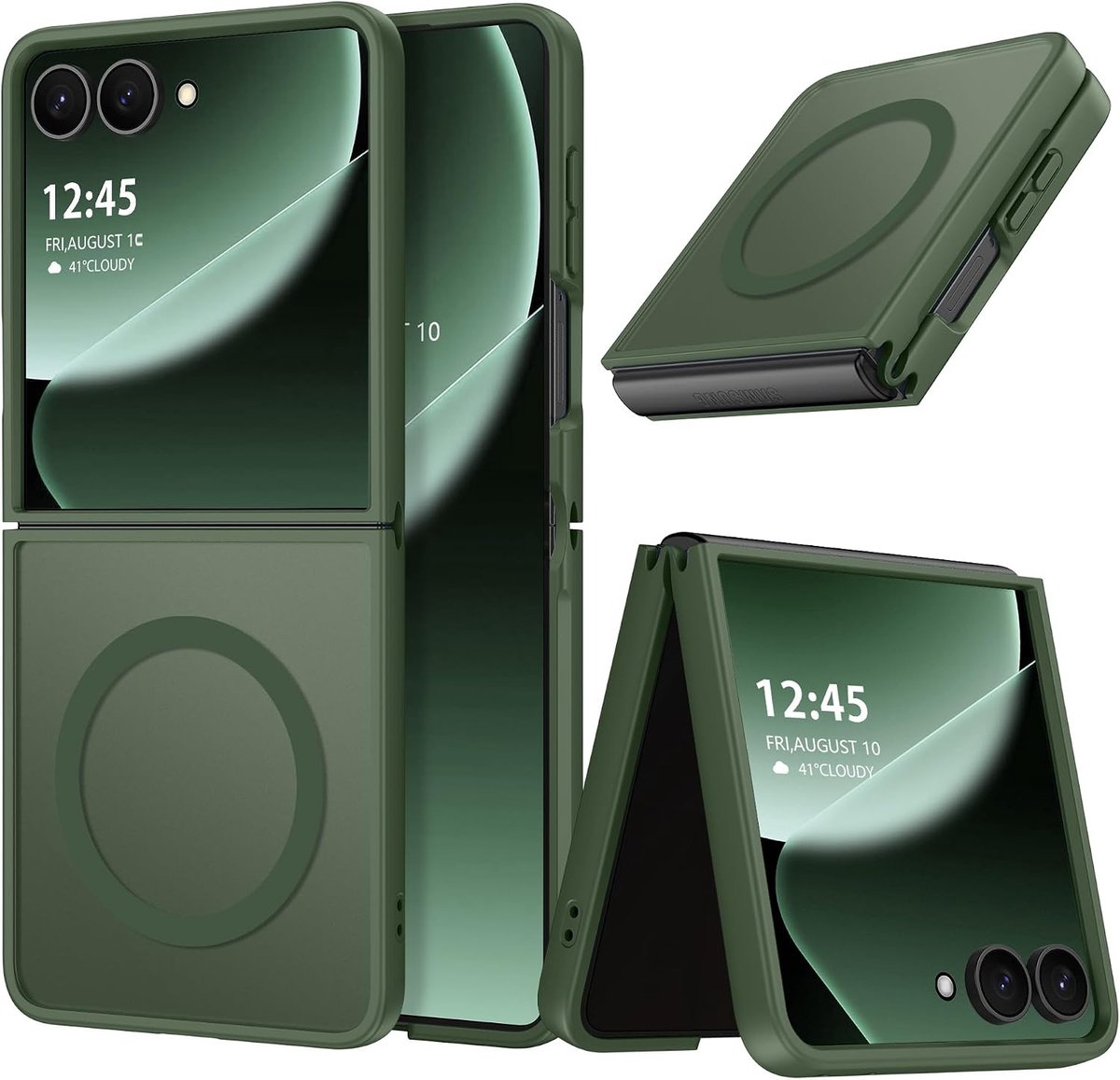 Hoesje Geschikt voor Samsung Galaxy Z Flip 8 - Donker Groen - Casemania Matte Armor Back Cover - Geschikt voor MagSafe