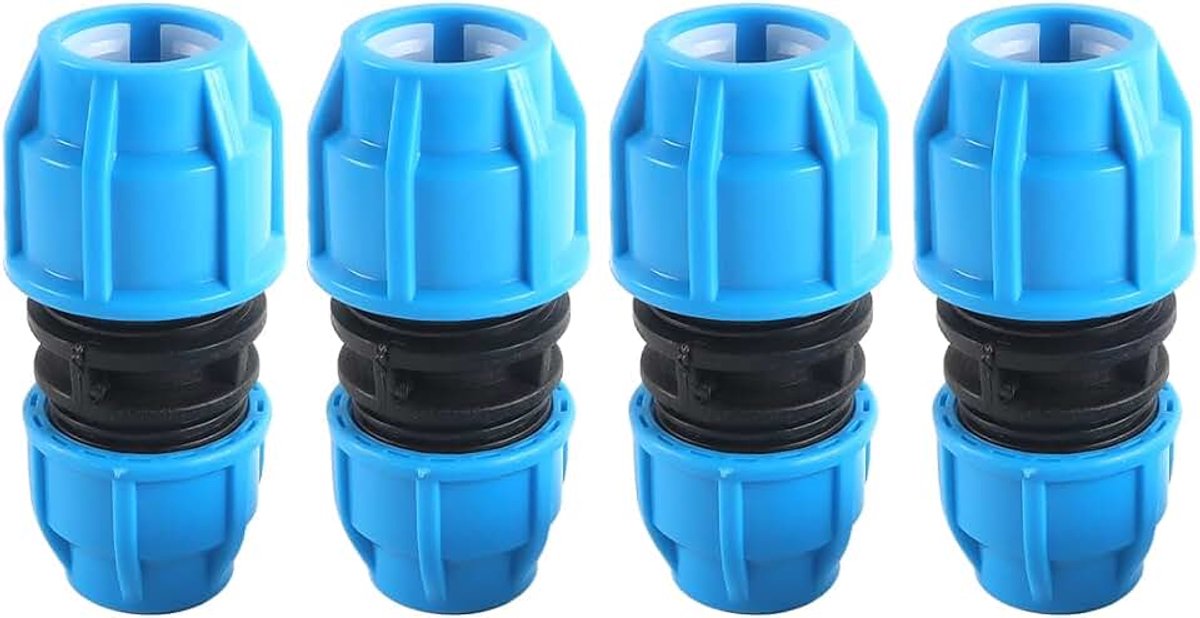 4-pack PE Reducing Coupler 25mm X 20mm blauwe dop Push-Fit-connector