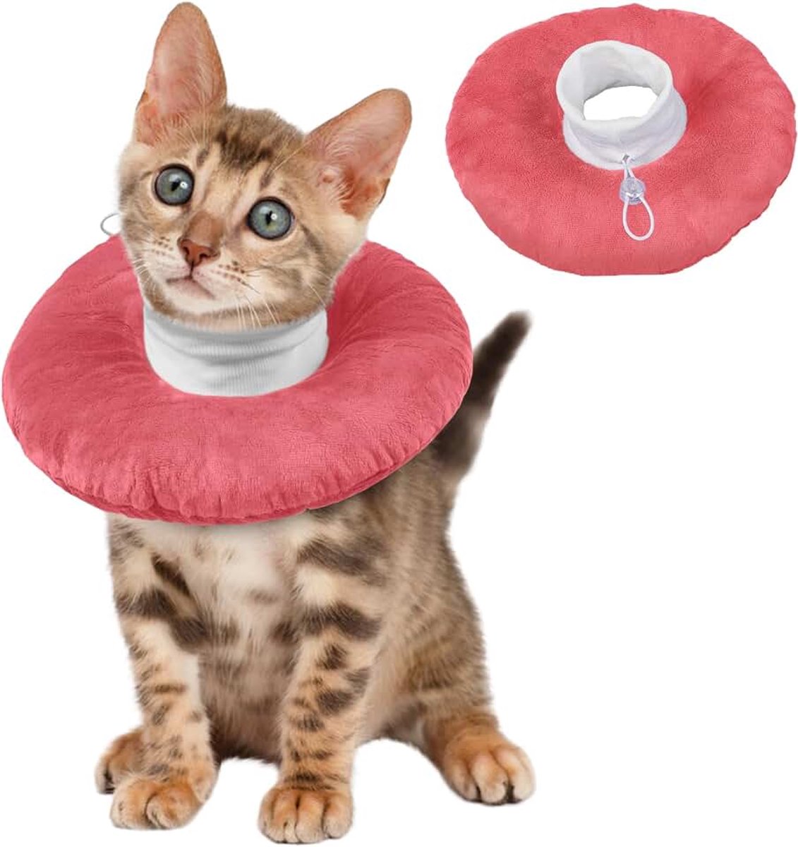 Kegelkraag zachte kleine, comfortabele kitten Elizabethaanse kraag voor kat herstel kegel nek donut (roze, S)