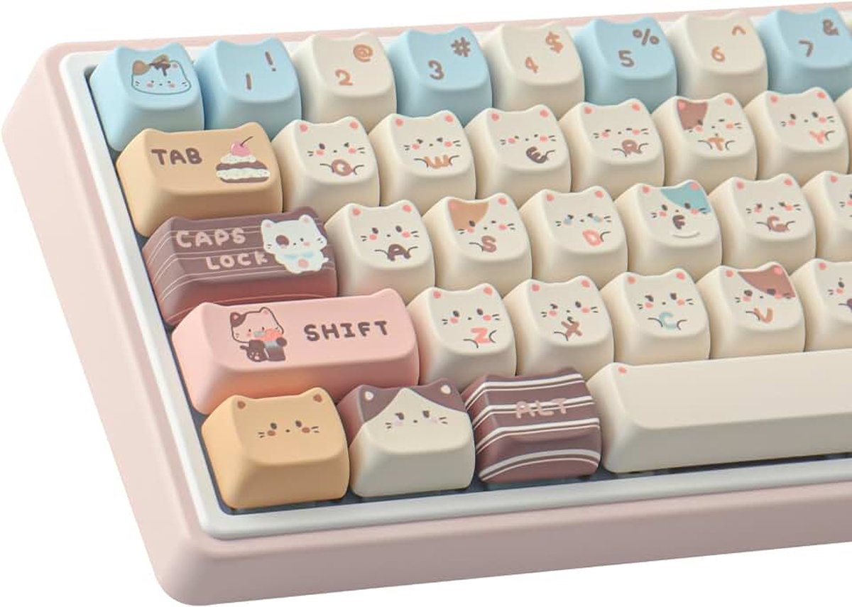 Keycaps 142 Toetsen Leuke Keycaps Dye-Sublimatie Zeezout Kat Keycap Mao Profiel Aangepaste Keycap voor Cherry Gateron MX Swithes Mechanische Toetsenborden