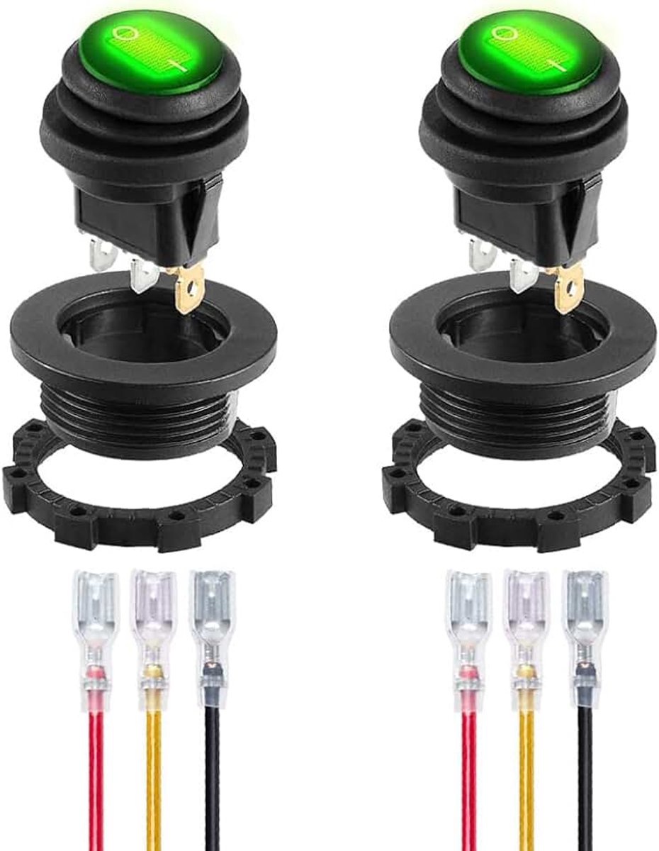 Schakelaar met Ronde Shell 3Pin 12DC-20A/24VDC-10A voor Automotive Auto Vrachtwagen Tuimelschakelaar AAN Uit -2Pack
