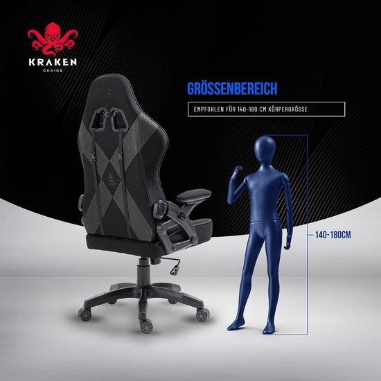 Ergonomische bureaustoel - Comfortabele stoel - Langdurig zitten - Verstelbare armleuningen - 126 cm hoog - Zwart grafiet — afbeelding 4
