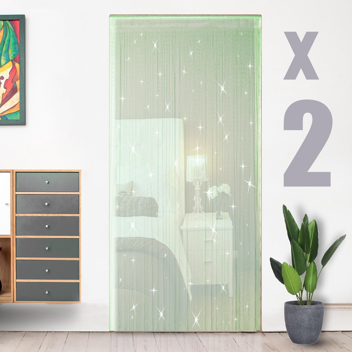 Koord deurgordijnen 95 x 175 cm - Kralen - Boho woondecoratie - Sfeervolle kamerverdeling - m-winkel