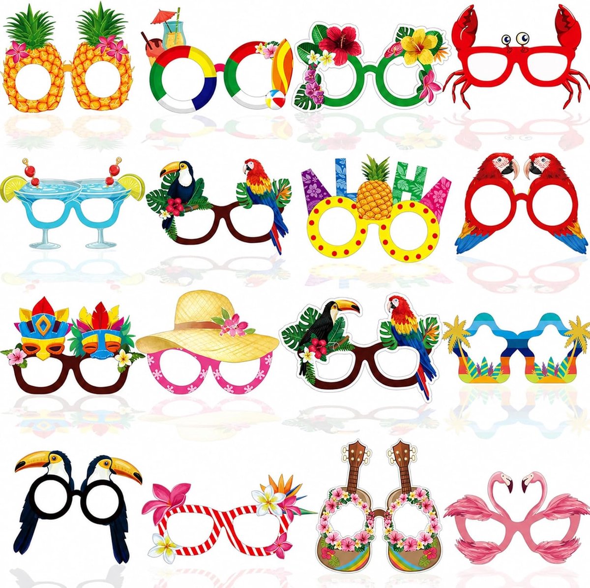 Brillen met Hawaï-zomerthema, tropische decoraties voor strandfeesten, 16 stuks