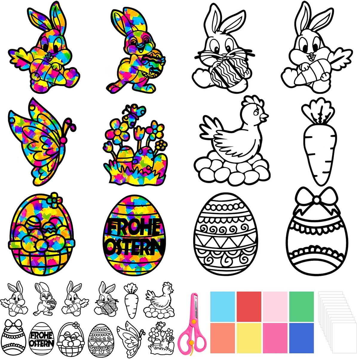 Suncatcher Craft Kits voor kinderen - paasmandvullers - doe-het-zelf raamverf - creatief plezier voor 6+ jaar - SnelShoppen