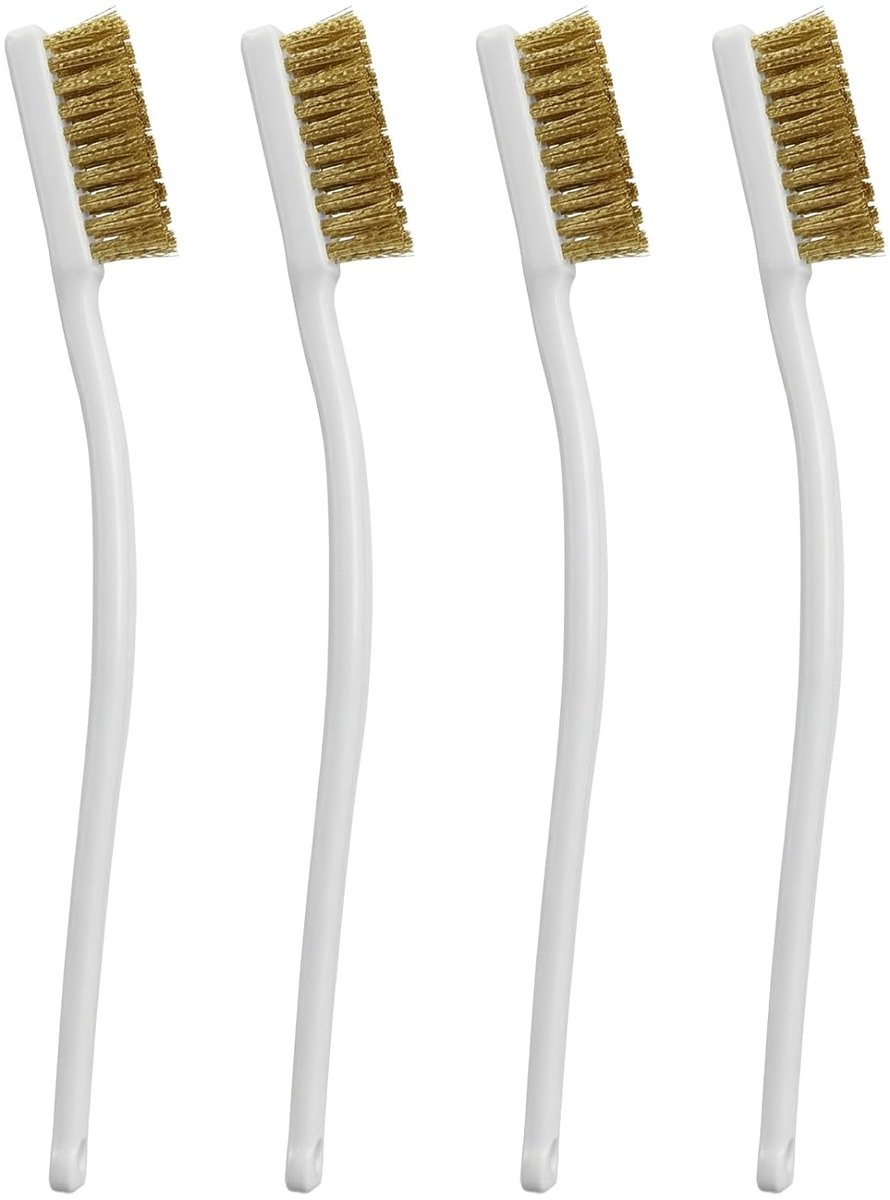 4 Stks Messing Draadborstel Set Draadborstels voor het Reinigen van Draden Borstels Krasborstel Hot End Tandenborstel 3D Printer Nozzle Reiniger Gereedschap voor het Poetsen Reinigen Lassen Slag en