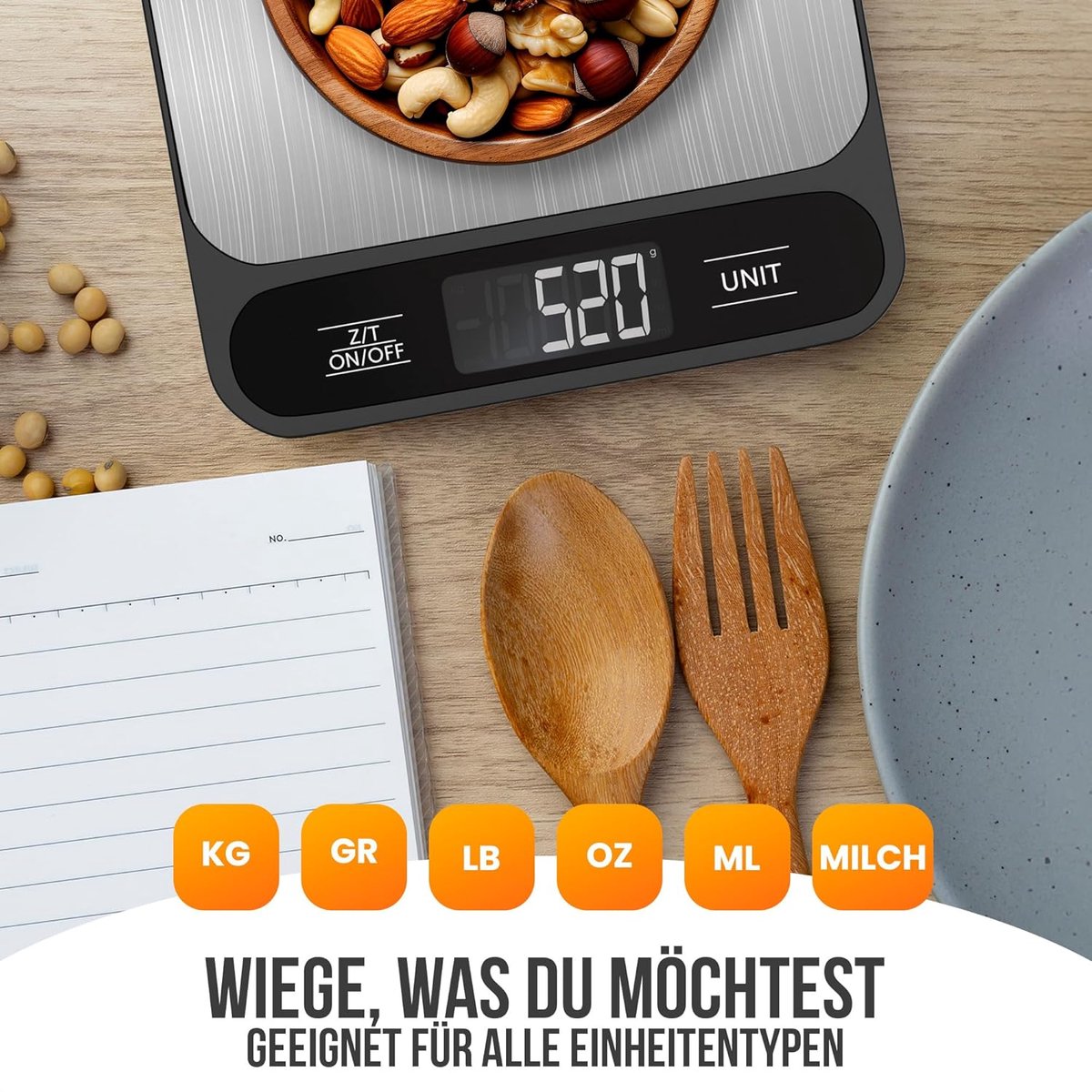 Digitale keukenweegschaal 1 g tot 10 kg - RVS/Zwart - Tarra functie - Perfect voor nauwkeurig afwegen - SnelShoppen
