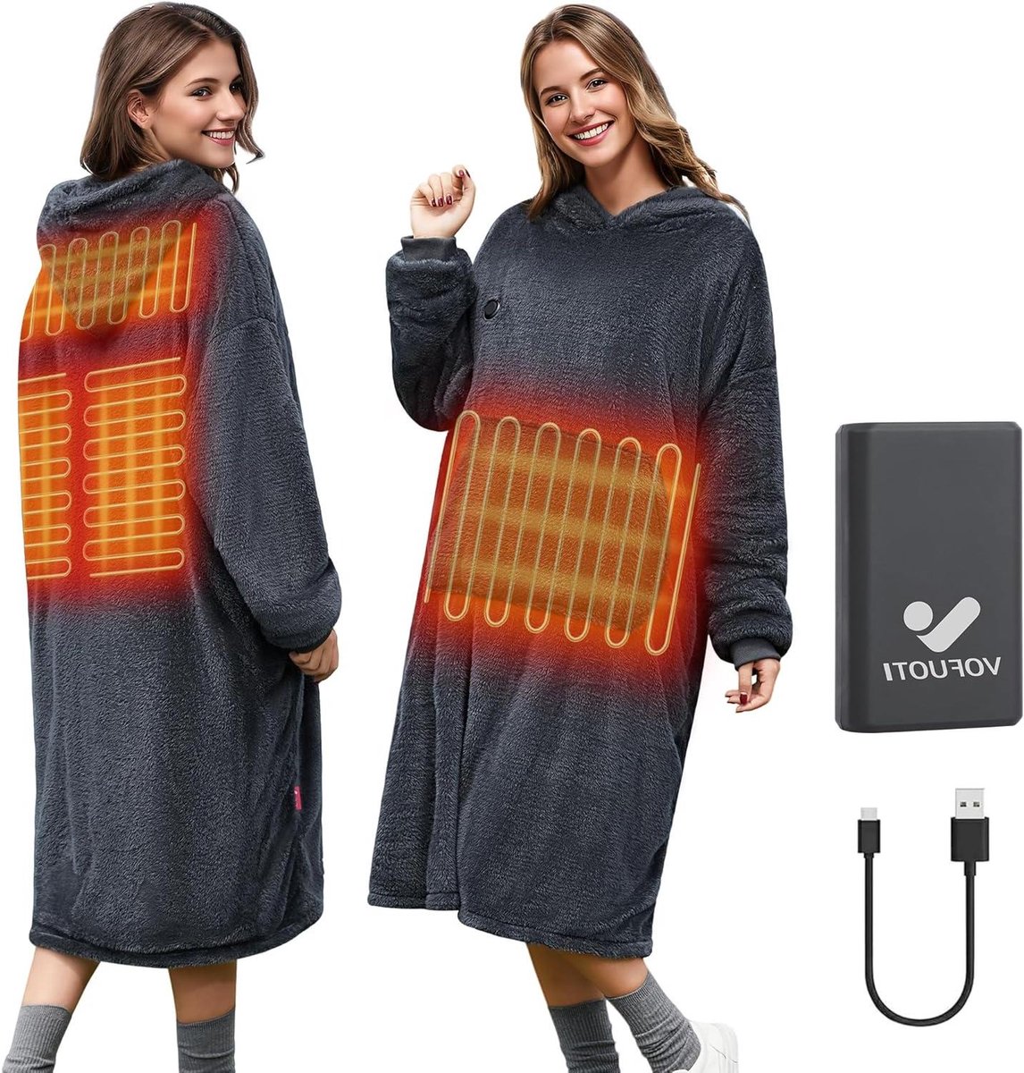 Verwarmde Hoodie - Draagbare Deken - Ontspannen Thuis - Oplaadbaar - One Size - Roze