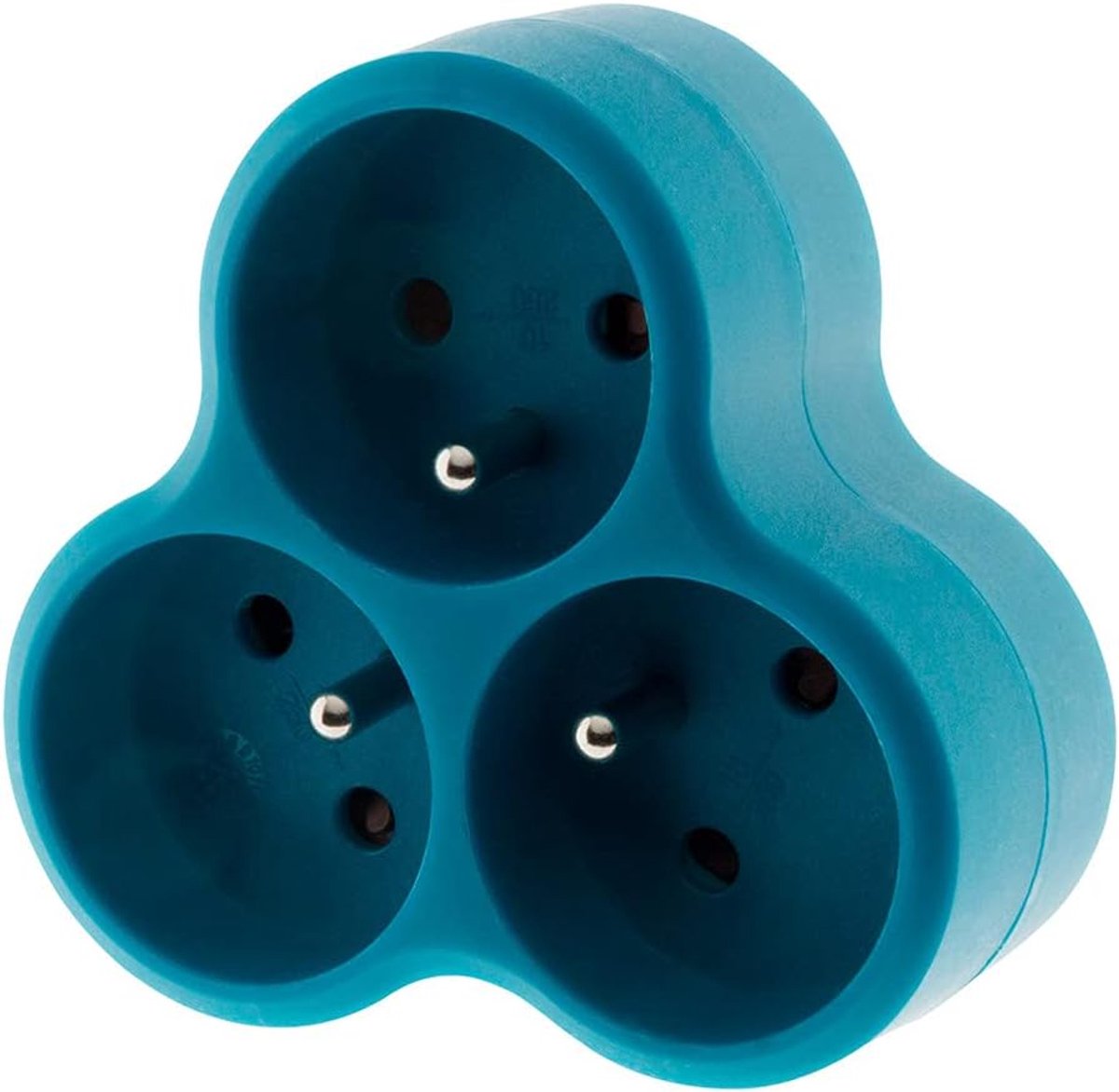Driepoot Stekkerdoos - Wandcontactdoos Verdeeler - Meerdere Apparaten Laden - Drie Contacten 16A - Driehoek Vorm - Blauw