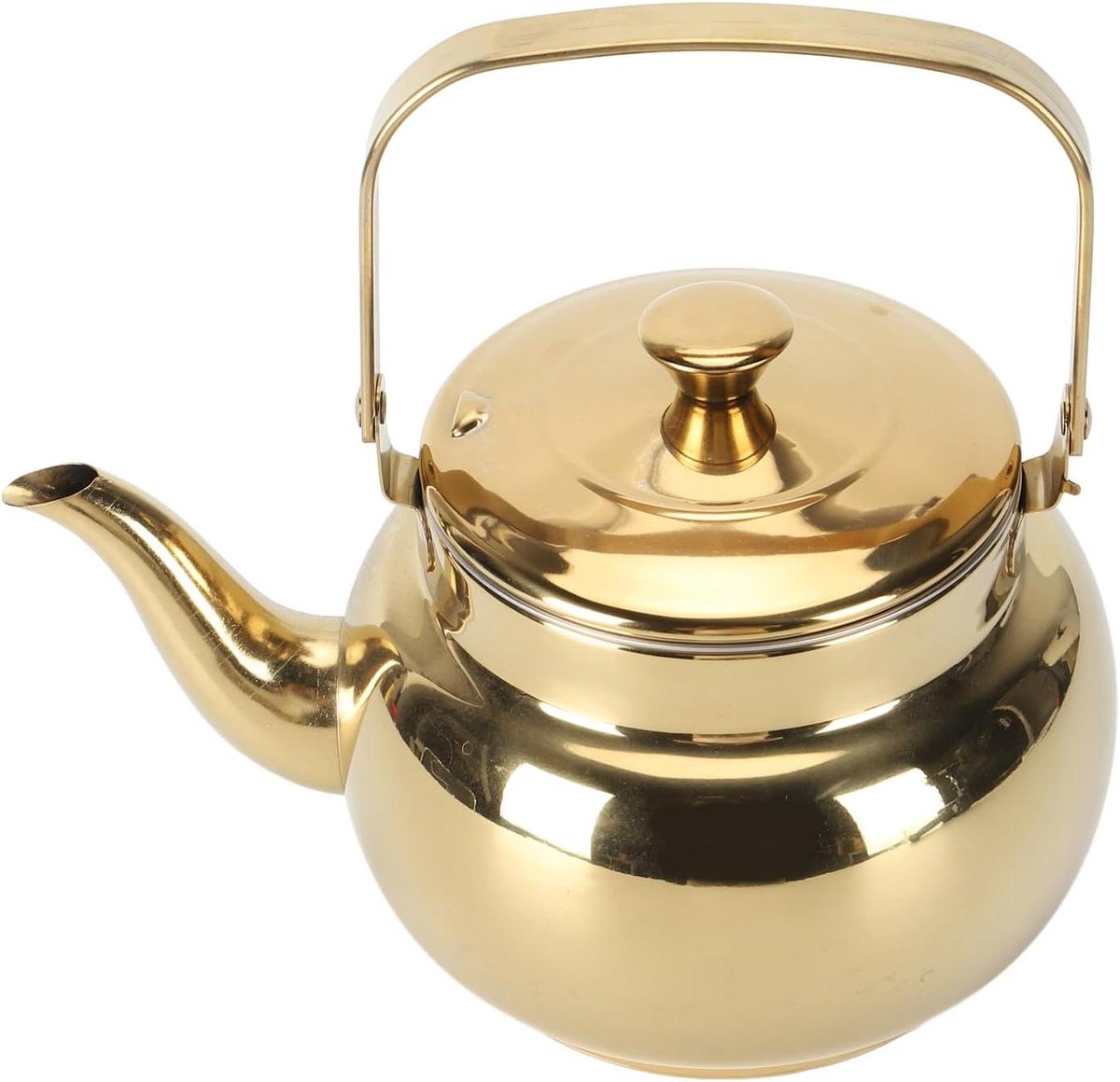 Kookplaat Theeketel - Roestvrij staal - Thee en koffie zetten - Met handige infuser - 2 Liter - Goudkleurig