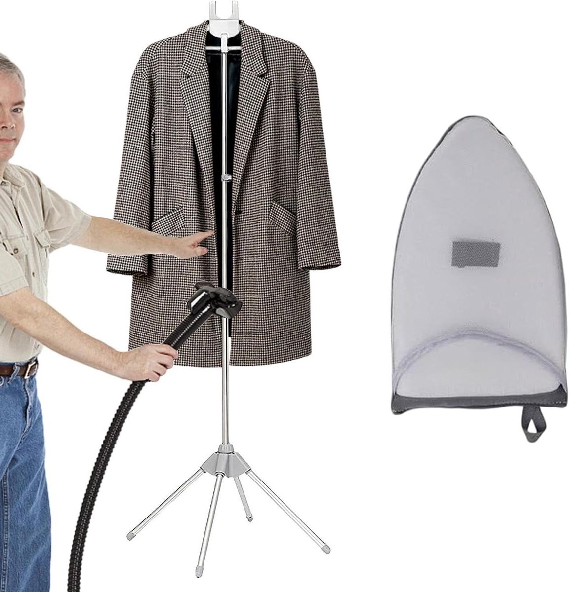 Kledinghanger Stomer - Stoomrek - Kleding Stomen - Horizontale Rotatie - Verstelbaar 160cm - Grijs