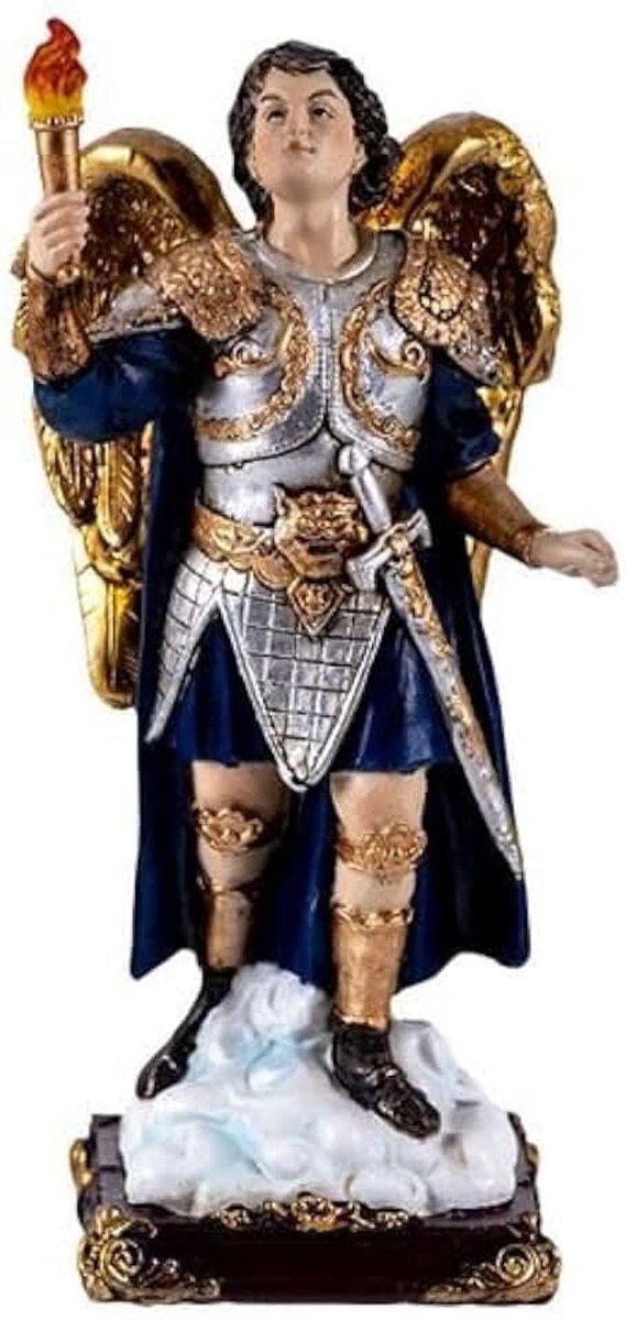 Aartsengel met armor van hars, handbeschilderd, 13 cm (Uriel)