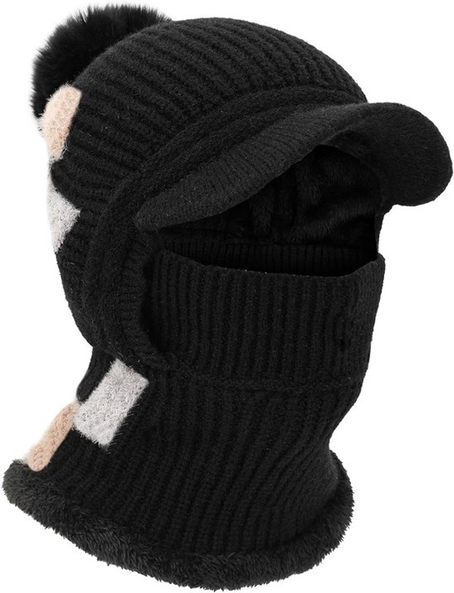 Balaclava Volledige Gezichtsbedekking voor Dames, Warm Gebreid Wintermasker, Winddicht en Sneeuwbestendig, Ideaal voor Skiën en Buitenactiviteiten