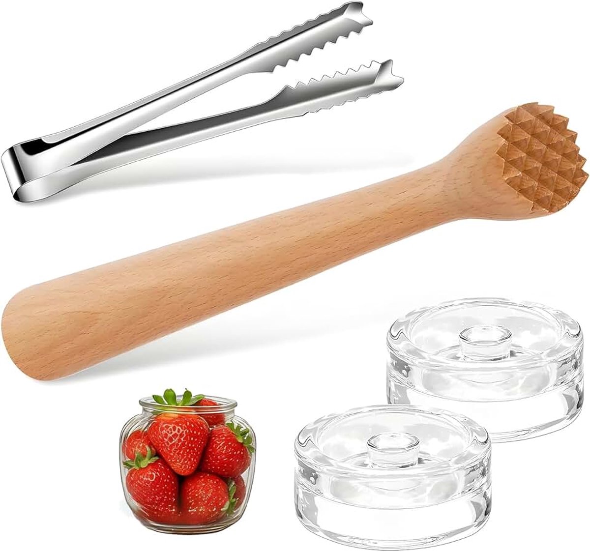 Transparant glasgewichten, feramentglazen met fermentatieventiel en gewicht, 4 stuks fermenteerset, ideale accessoires voor het maken van zuurkool en kimchi