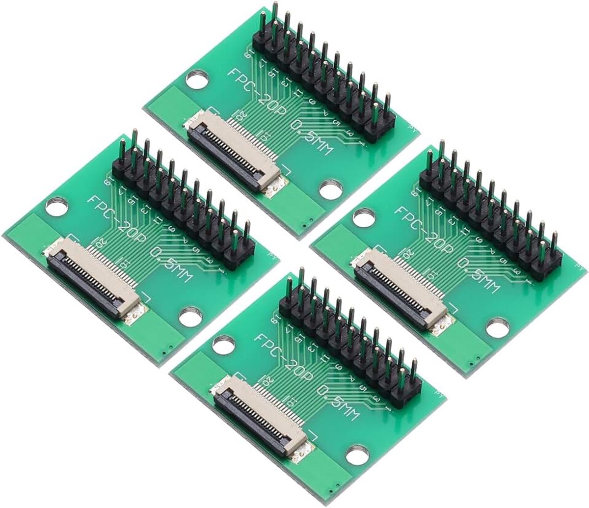 4 stuks FFC FPC 20 pin 0,5 mm bus op 2,54 mm dubbel bestand mannelijke pin strips header adapter PCB converter kaart voor LCD TV / digitale camera's / computer