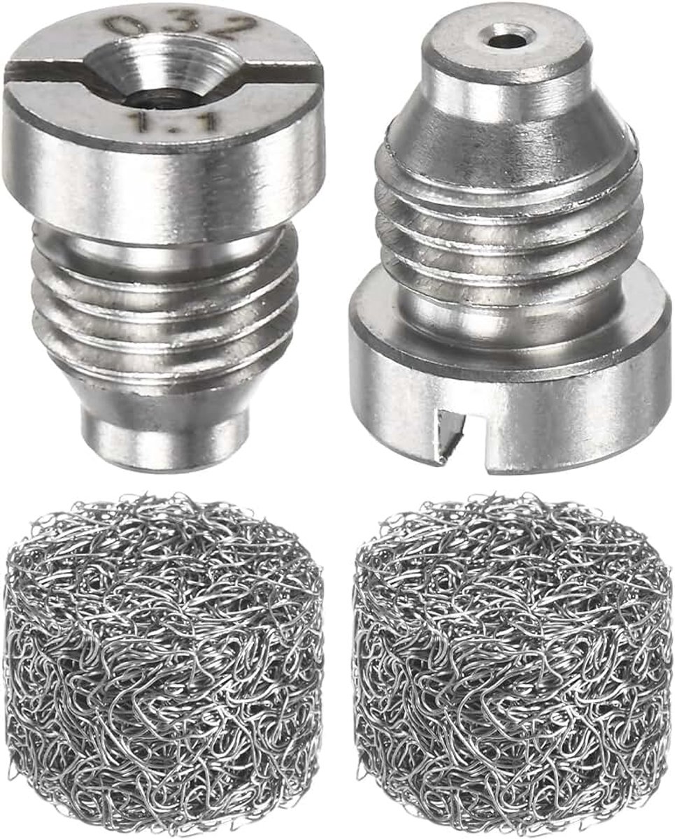 2-Set schuimkanon opening mondstuk, 1,1 mm roestvrij staal universele draad tips met schuim maker voor sneeuwschuim lance/tuinslang/keuken reiniger, sproeier connector vervanging sproeiers