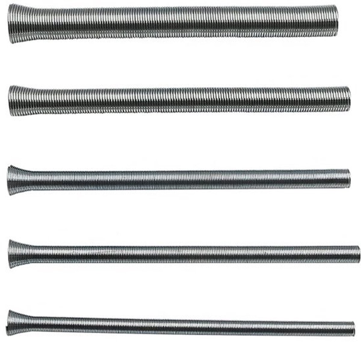 - Buizenbuiger kit - 5 stuks veerbuizenbuigers - Geschikt voor koper en aluminium - Professionele kwaliteit - Diverse maten - Ideaal voor