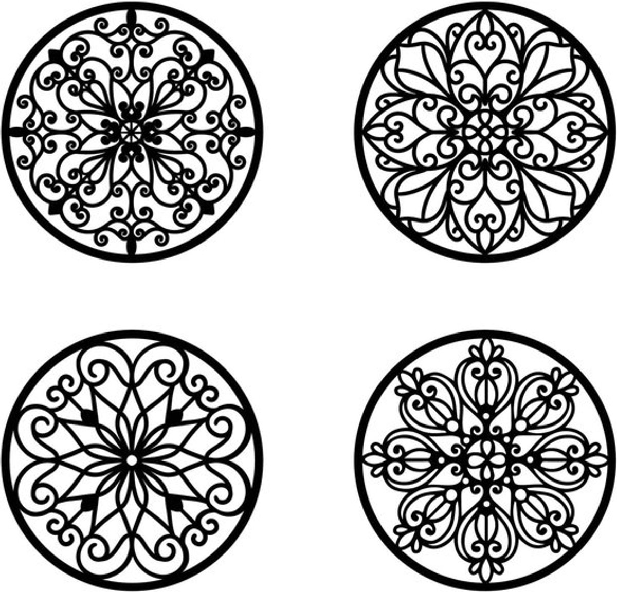 4 Stuks Mandala Houten Wanddecoratie, 30 cm Zwarte Kristallen Grid Bord, Spirituele Geschenken voor Yoga en Meditatie, Zen Wanddecoratie voor Thuis en Kamer