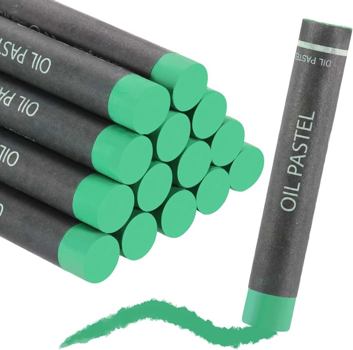 Pastels, oliepastelpotloden, levendige kleuren, kunstbenodigdheden om te mengen voor schilderen, tekenen, mixen, kunstenaars, beginners (groen, verpakking van 16)
