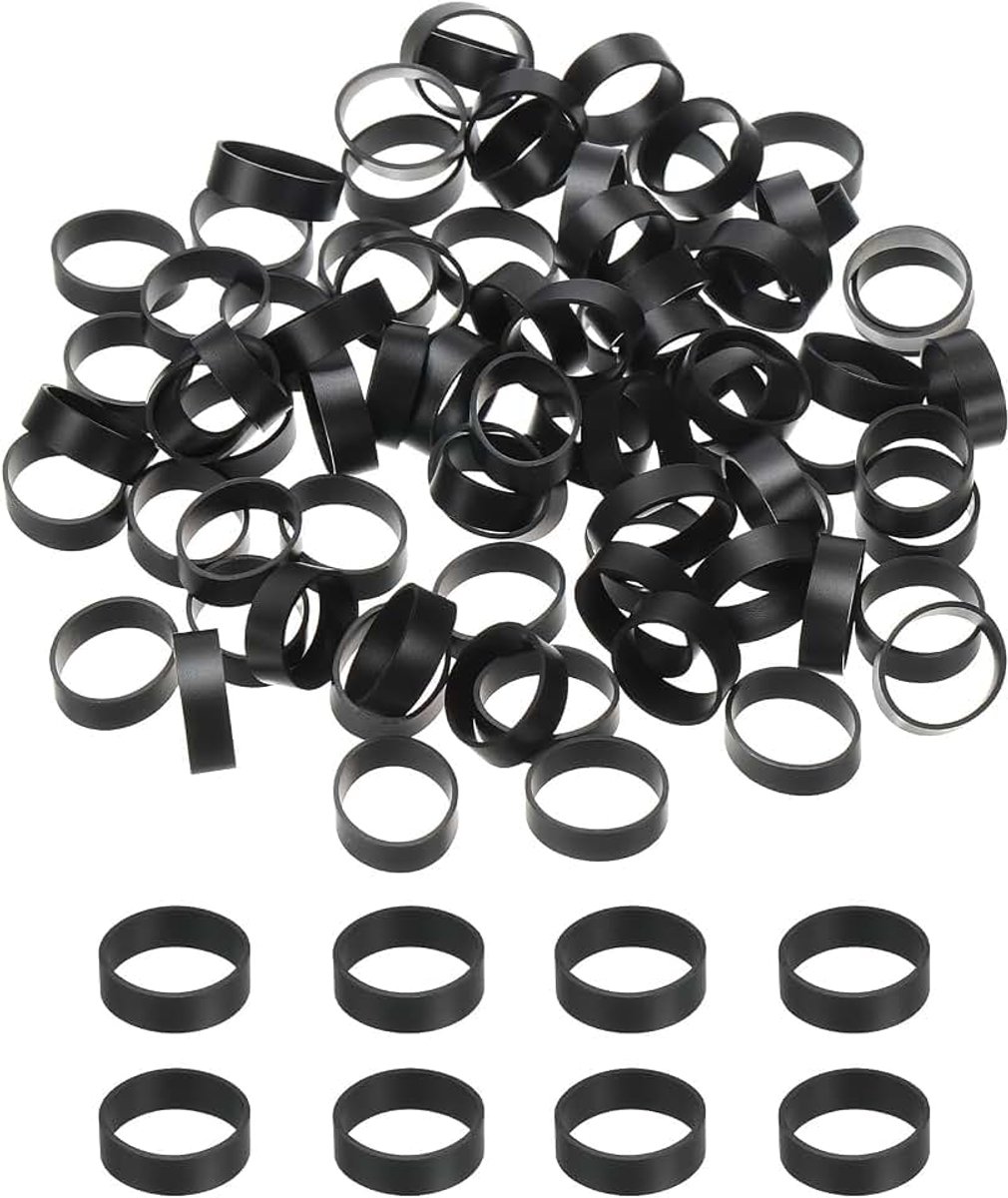 Siliconen elastiekjes kabelbinders 1,8 cm, 80 stuks platte rubberen elastische band voor kantoorbenodigdheden thuis koord verpakking, zwart
