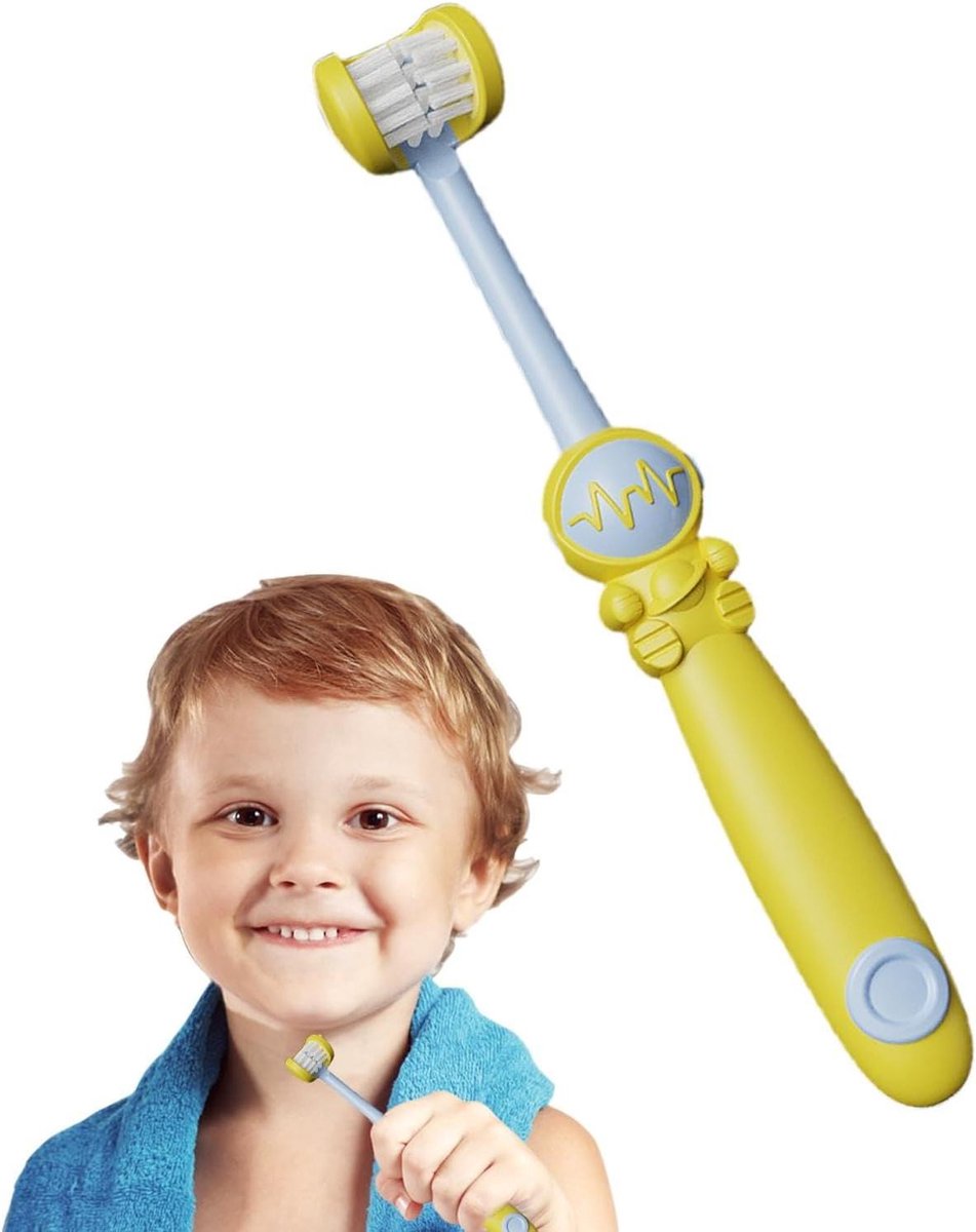 Kinder Tandenborstel - Driezijdige Borstel - Mondhygiëne Verbeteren - Zachte Afgeronde Borstelharen - Vanaf 3 Jaar - Astronaut Design